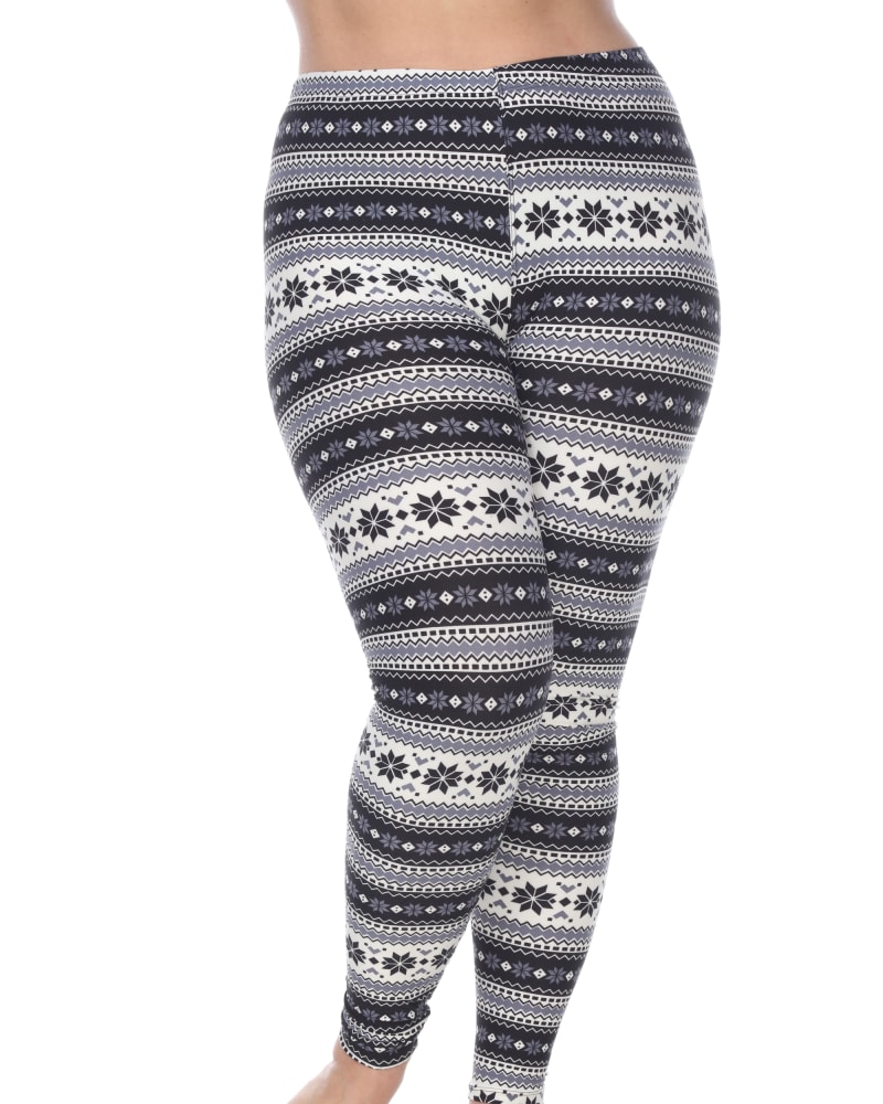 Front of a model wearing a size one-size-fits-all Printed Leggings in Black Grey by White Mark. | dia_product_style_image_id:249087